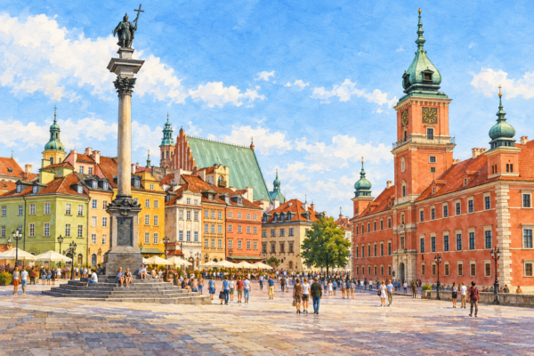 Ảnh minh họa Quảng trường Lâu đài và Phố Cổ Warsaw Ba Lan - Royal Tourist